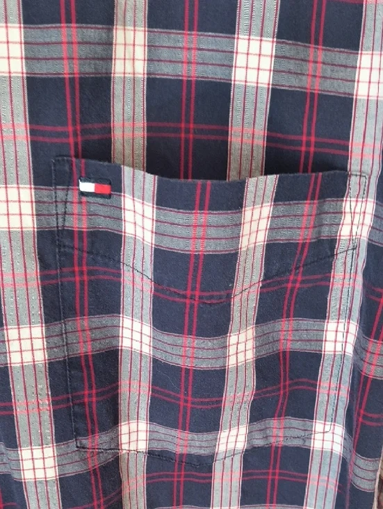 Vintage 90s / Y2K Tommy Hilfiger Plaid Short Sleeve Button Down Shirt - Large - Picture 4 of 10